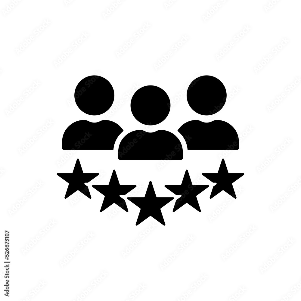 Obraz premium Experience Qualification Team Black Icon. Satisfaction User Customer Service Review Silhouette Pictogram. Good Quality Happy Client High Quality Icon. Isolated Vector Illustration