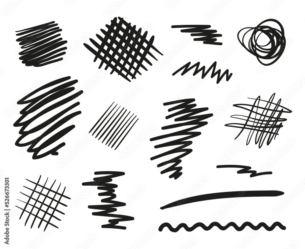 Hand drawn hatching. Abstract simple strokes by hand. Black and white illustration Hand drawn hatching. Abstract simple strokes by hand. Black and white illustration