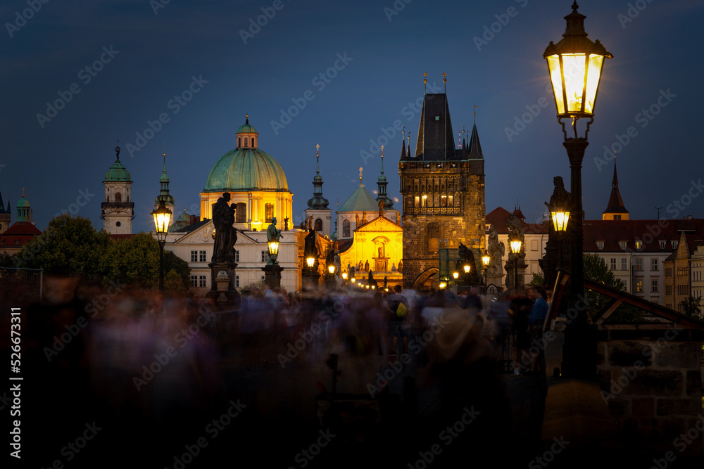 Obraz premium Prague, Czech Republic. Charles Bridge (Karluv Most - in czech) and Old Town Tower.