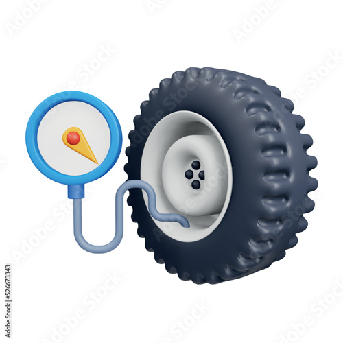 Pressure tyre 3d rendering isometric icon.