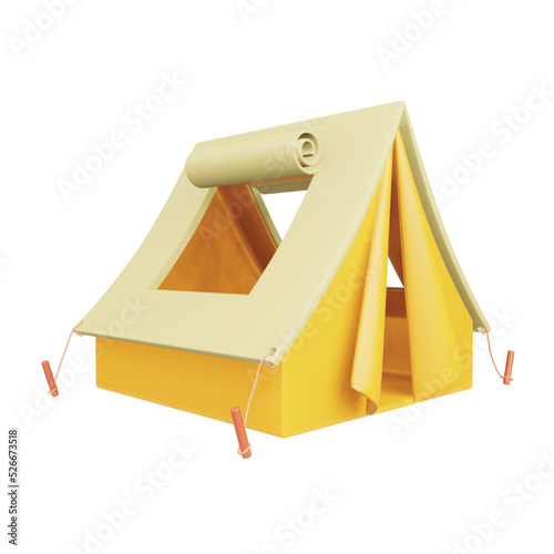 Tent camping 3d rendering isometric icon.