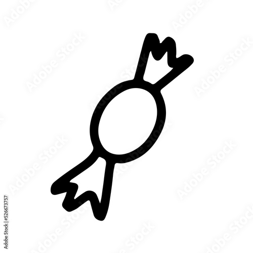 Black candy drawn with a thin line. Vector