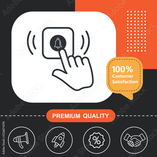door bell icon. icon. With orange and black background
