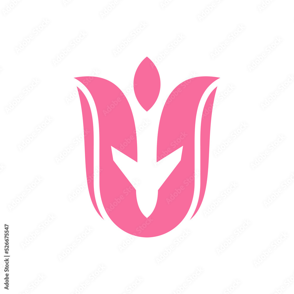 Fototapeta premium Lotus plane combination, Minimalist elegant style logo design