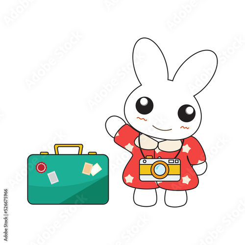 Cute cartoon bunny girl in ...