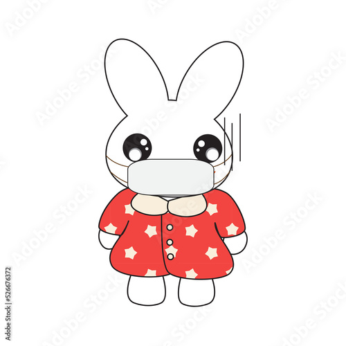 Cute cartoon bunny girl in ...