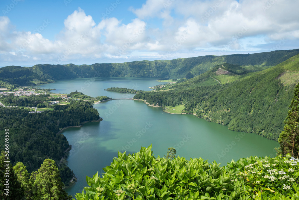 Portugal, Azores, Furnas, Scenic view of Sete Cidades Massif