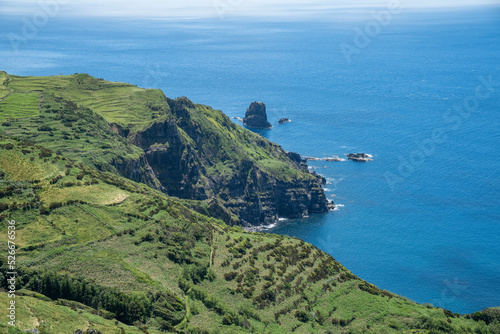 Portugal, Azores, Rocha dos Bordoes cliff on Flores Island photo