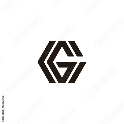 letter g stripes geometric hexagon logo vector