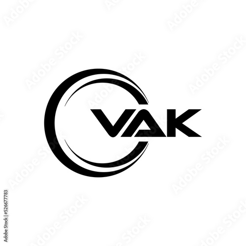 VAK letter logo design with white background in illustrator, cube logo, vector logo, modern alphabet font overlap style. calligraphy designs for logo, Poster, Invitation, etc.