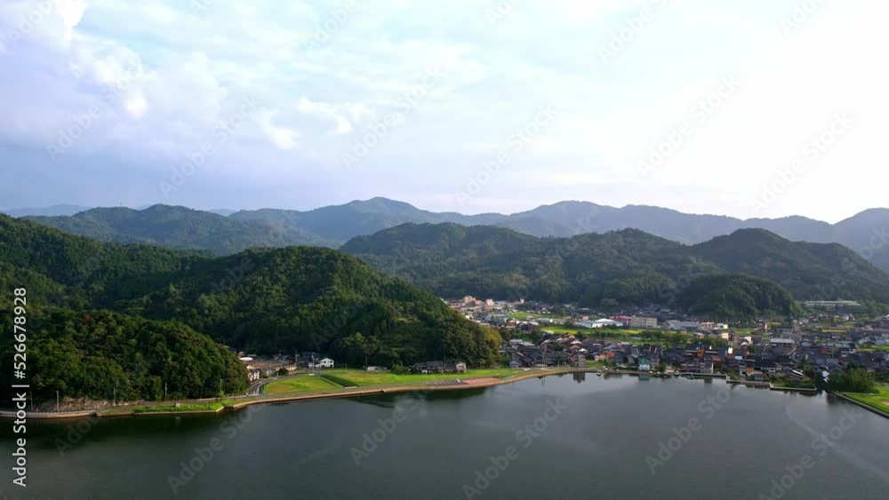 久美浜湾からドローンで久美浜町を空撮