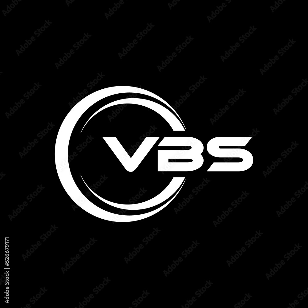 VBS letter logo design with black background in illustrator, cube logo