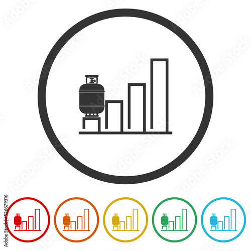High oil price icon. Set icons in color circle buttons