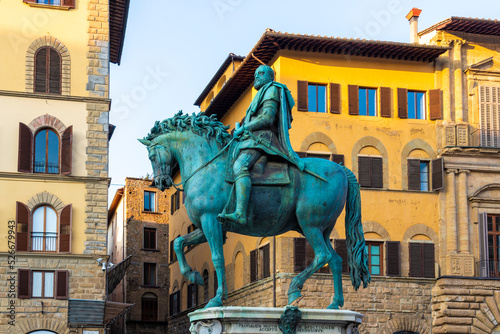 Italy, Tuscany, Florence, Equestrian Monument of Cosimo I on Piazza della Signoria photo