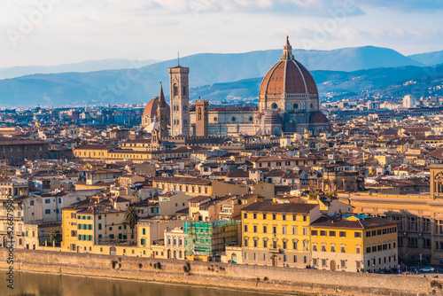 Italy, Tuscany, Florence, Florence Cathedral, Giottos Campanile and surrounding buildings photo