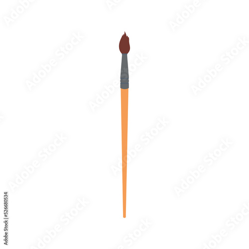 Simple paint brush illustration. School supply flat design. Office element - stationery and art school supply. Back to school. Paint brush icon - tool for painting, drawing or sketching.