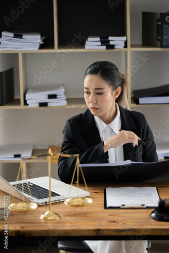 justice and law concept, Lawyer woman working on table office, Law, 