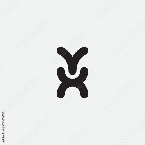 Initial letter YX monogram logo design.