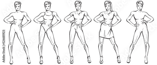 Fashion woman. Female model. Hand drawn fashion lady. Sketch