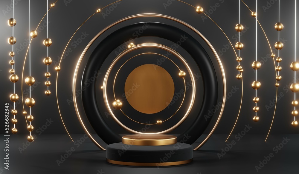 3D rendering of blank product background for cream cosmetics Modern black podium background 3D rendering of blank product background for cream cosmetics Modern black podium background