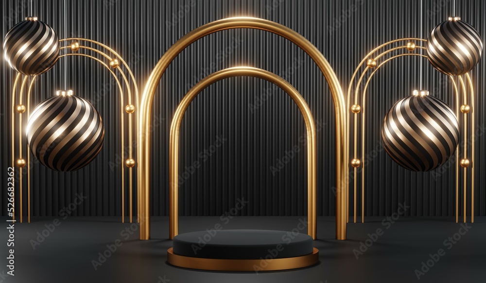 3D rendering of blank product background for cream cosmetics Modern black podium background 3D rendering of blank product background for cream cosmetics Modern black podium background