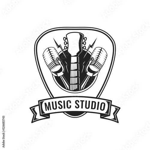 Vintage Music Logo Emblem Design For Music Studio Badge Symbol Icon