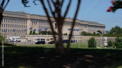 US Pentagon Building. USA Department of Defense headquarters. Arlington Virginia outside Washington DC. Driver POV shot. photo