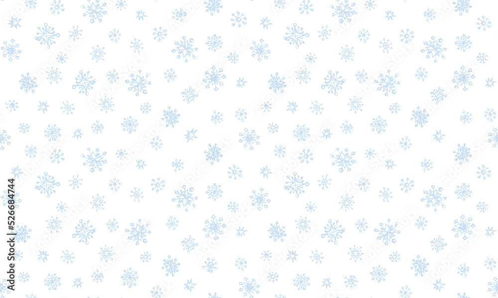 Falling snowflakes. Vector contour drawing background