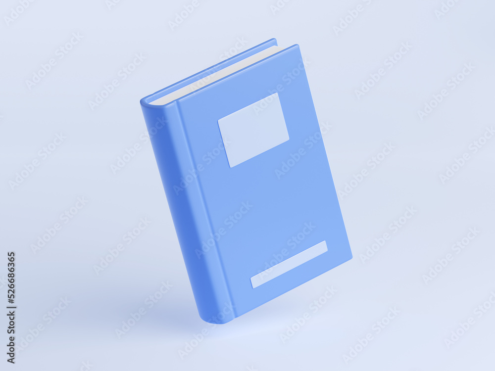 Book with blank blue cover. Literature icon, closed textbook in hardcover isolated on background. Reading, education, knowledge concept, 3d render illustration Book with blank blue cover. Literature icon, closed textbook in hardcover isolated on background. Reading, education, knowledge concept, 3d render illustration