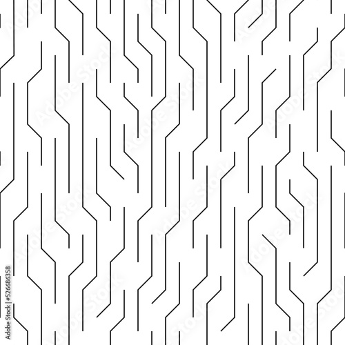 Seamless vector black and white hi-tech pattern of thin lines.Stock seamless vector simple linear pattern of thin black lines isolated on a white background.