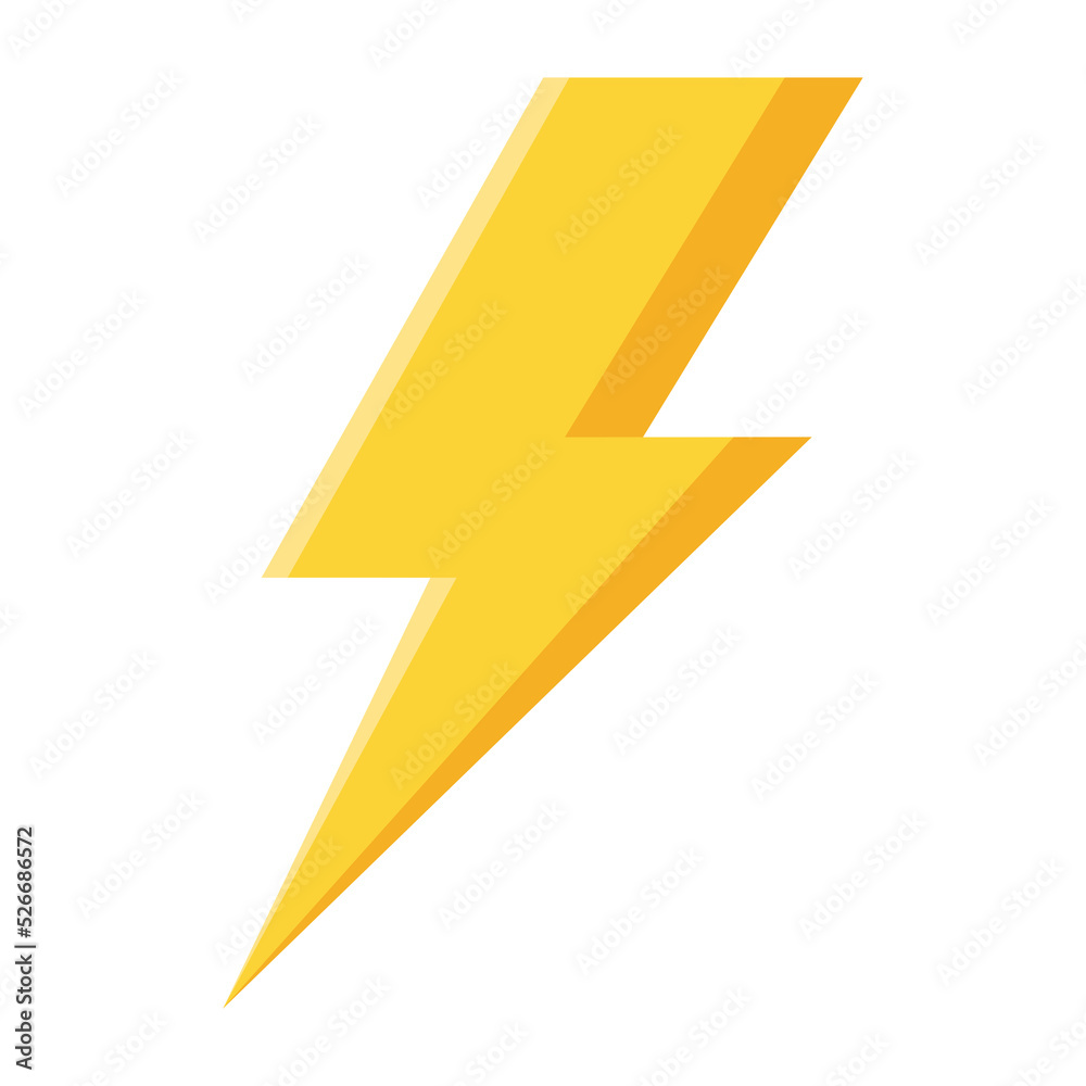 yellow lightning bolt flash and thunder icon cartoon style isolated on white background. yellow lightning bolt flash and thunder icon cartoon style isolated on white background.