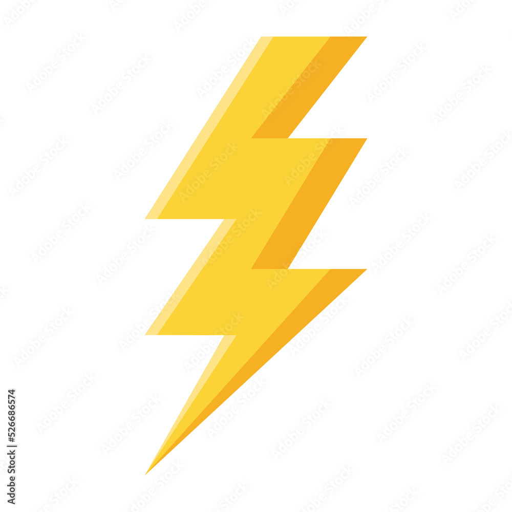 yellow lightning bolt flash and thunder icon cartoon style isolated on white background. yellow lightning bolt flash and thunder icon cartoon style isolated on white background.