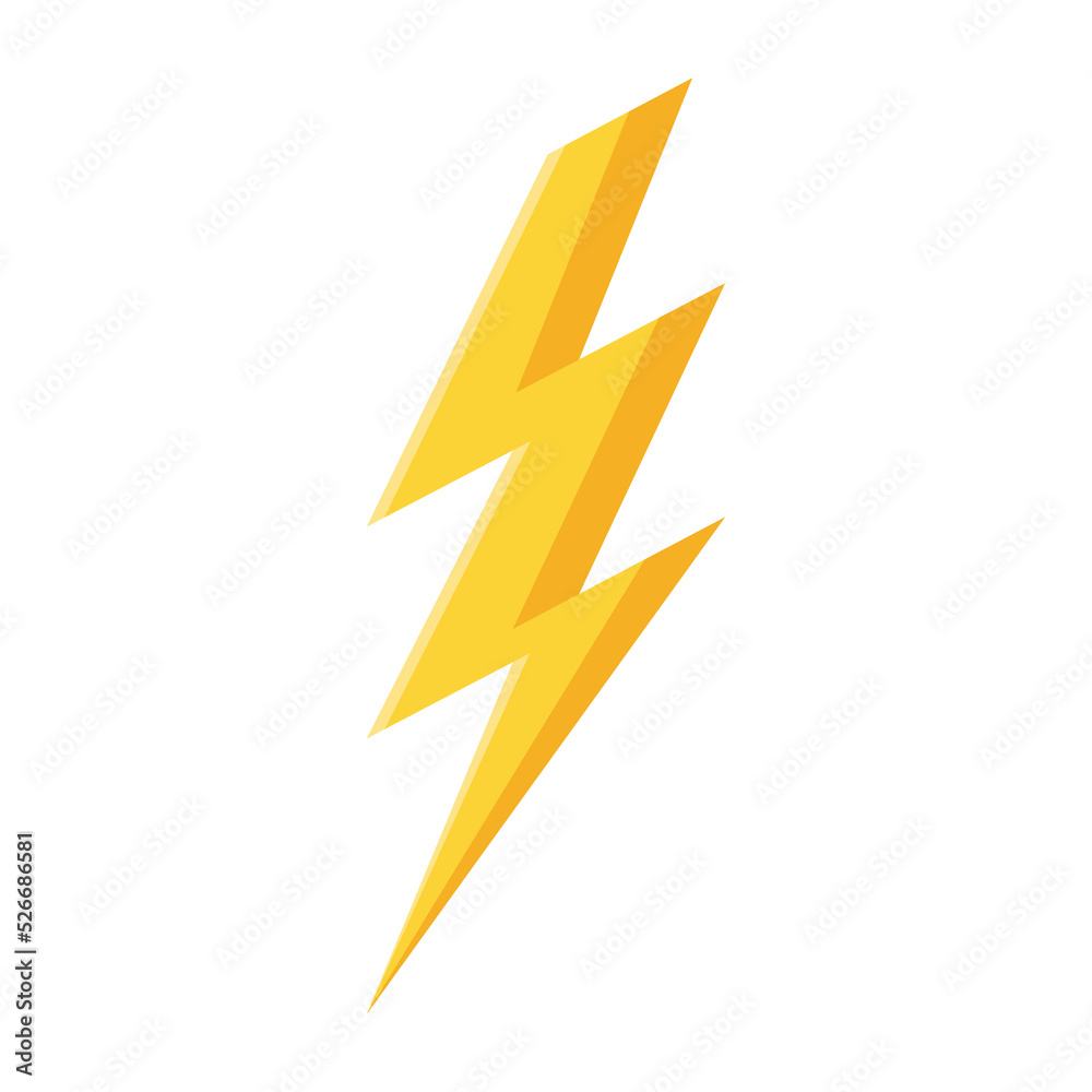 yellow lightning bolt flash and thunder icon cartoon style isolated on white background. yellow lightning bolt flash and thunder icon cartoon style isolated on white background.