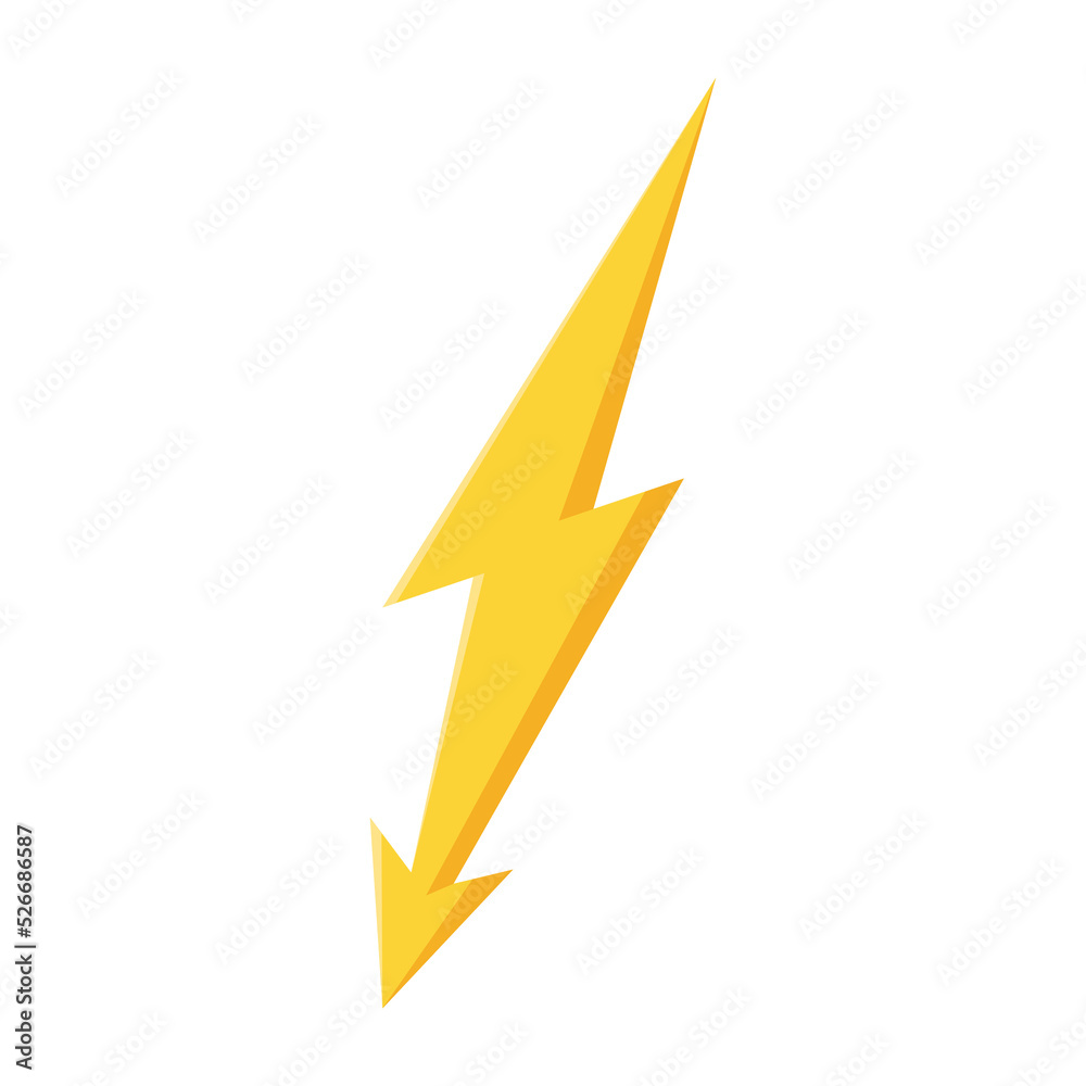 yellow lightning bolt flash and thunder icon cartoon style isolated on white background. yellow lightning bolt flash and thunder icon cartoon style isolated on white background.