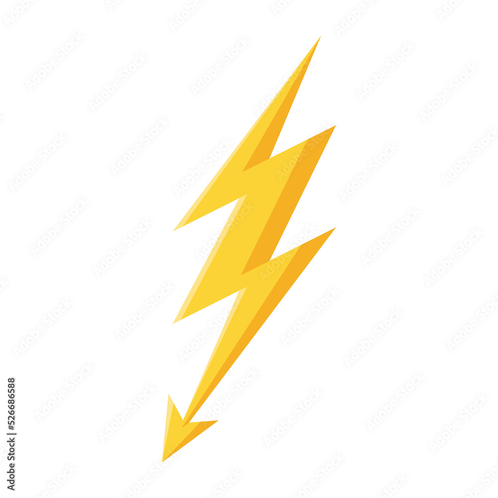 yellow lightning bolt flash and thunder icon cartoon style isolated on white background. yellow lightning bolt flash and thunder icon cartoon style isolated on white background.
