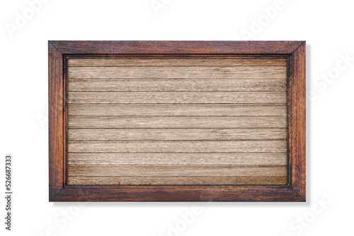Wooden frame isolated on white bacckground with clipping path