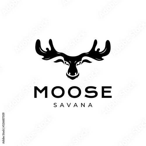 head deer moose logo design vector