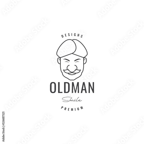 java face old man hat culture logo design
