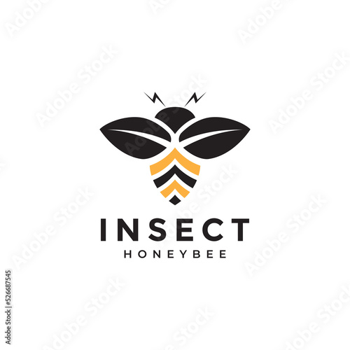 modern flying honey bee logo design