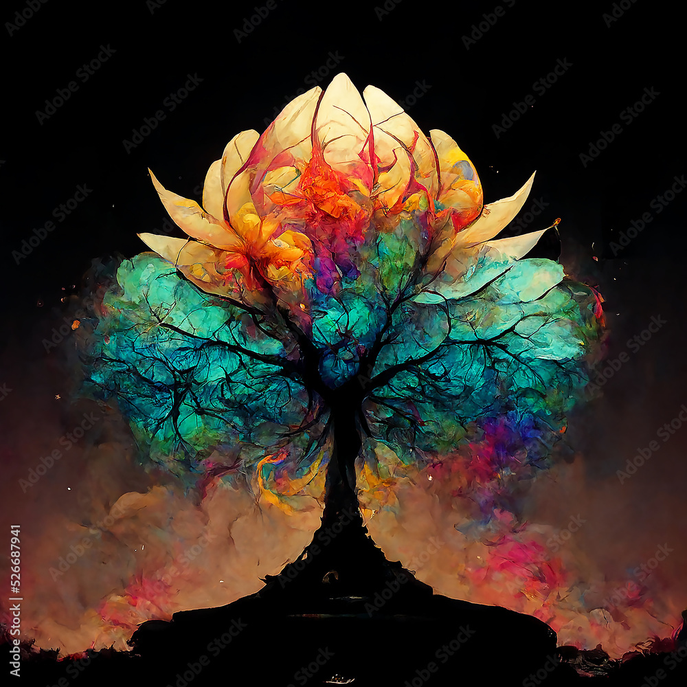 Obraz premium Tree of Life, Yggdrasil, intricate details, cinematic light