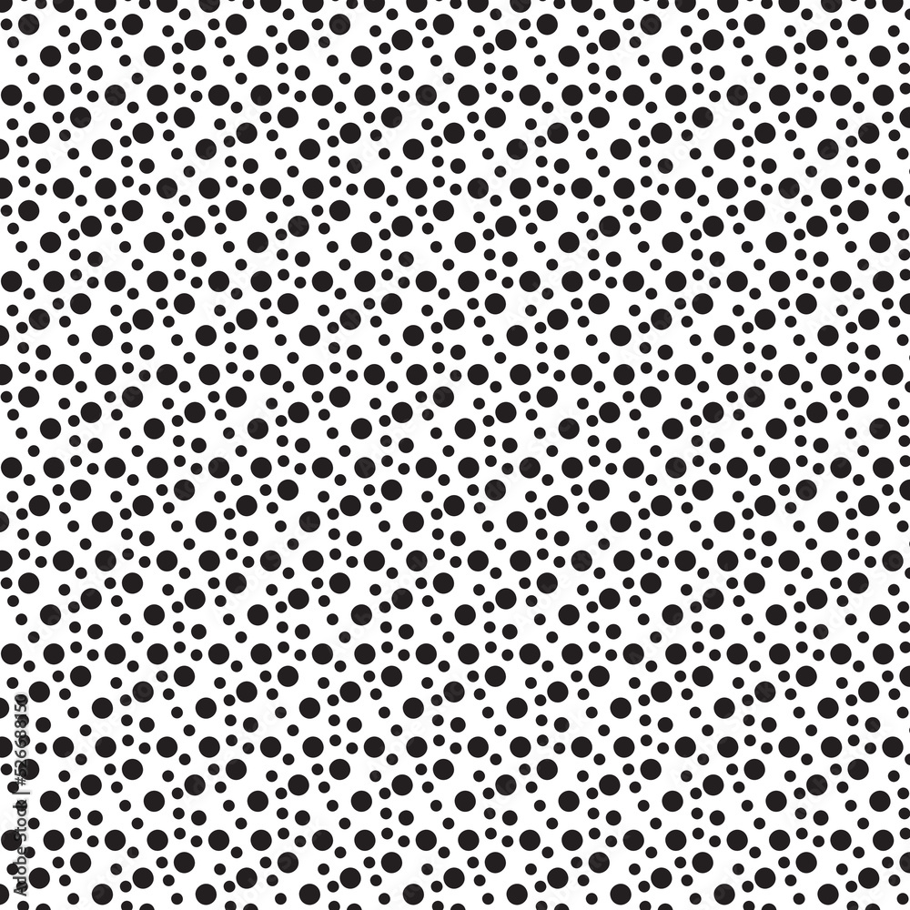 Seamless pattern vector with random black dots elements on white background. Dotted abstract pattern