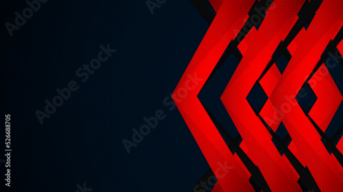 Geometry shapes red lines on dark blue background