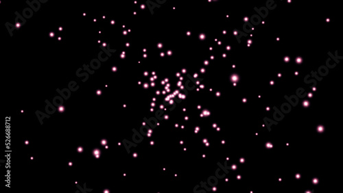 Futuristic flight of a space satellite through the stars in a distant galaxy. 4K. 3D animation. Isolated black background.