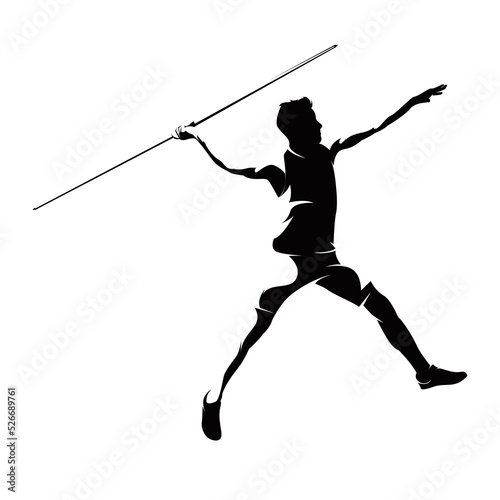 javelin throw male athlete vector silhouette isolated on white background