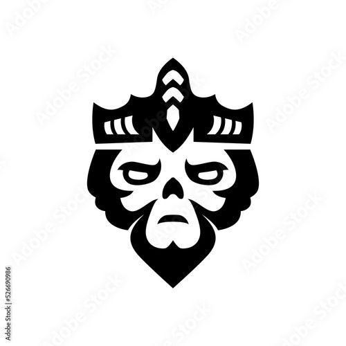 The crowned ape king with a stern face flat style