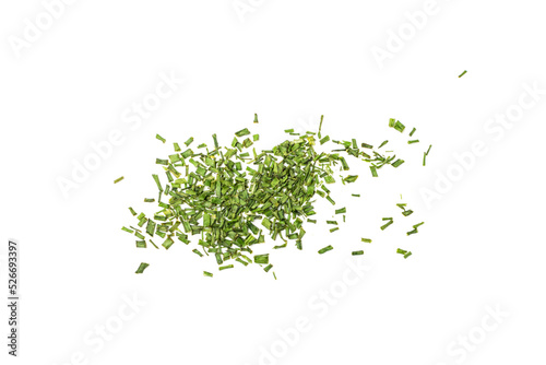 Scattered Dry Chive, Dried Green Spring Onion Iisolated