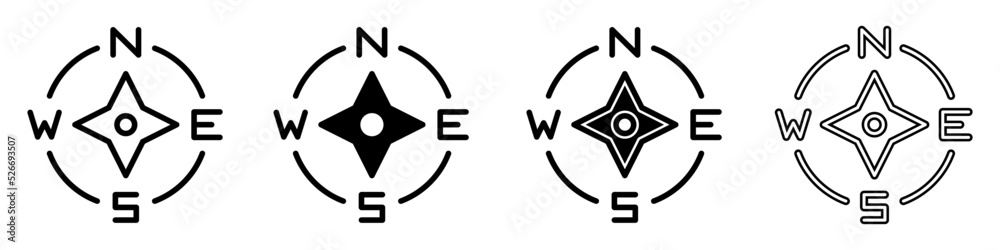 Compass icon vector set adventure illustration sign collection. Hike symbol or logo. Compass icon vector set adventure illustration sign collection. Hike symbol or logo.