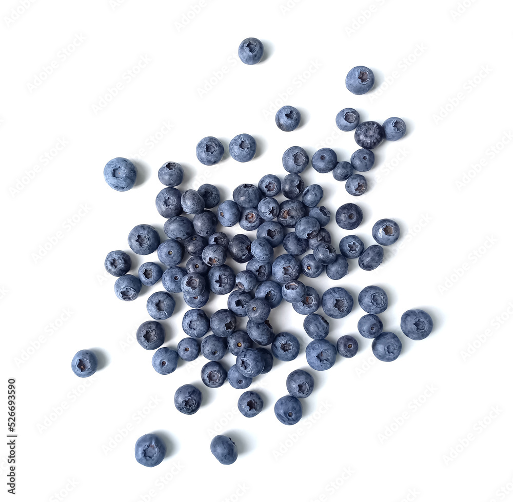 Fresh blueberries isolated on white background. Top vew. Fresh blueberries isolated on white background. Top vew.