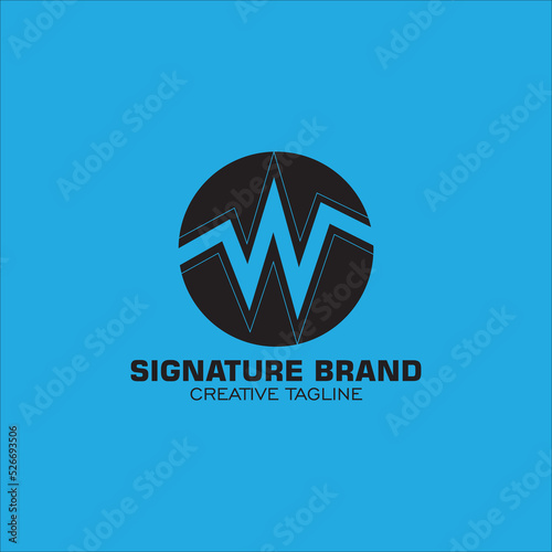 Letter w with pulse. wave element. logo template electronic music, equalizer, store, DJ music, nightclub, disco. audio wave logo concept, multimedia technology themed, abstract shape