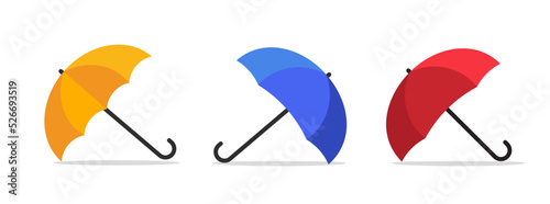 Umbrella vector red blue yellow icon vector isolated cut out clip art graphic object flat cartoon design illustration set image